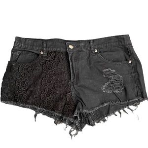 Forever 21 black denim short lace detail
